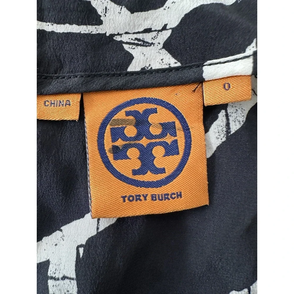 Tory Burch 100% Silk Top Women's Size 0‎ Small Long Sleeve Career Zip Designer